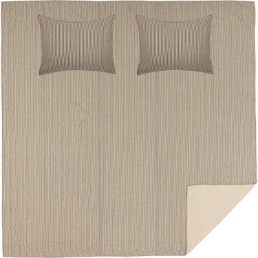 Sawyer Mill Charcoal Ticking Stripe Queen Quilt Set; 1-Quilt 90Wx90L w/2 Shams 21x27 VHC Brands - The Fox Decor